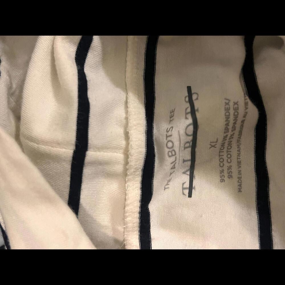 White and Blue Stripe Talbots Turtleneck. XL - Picture 3 of 3